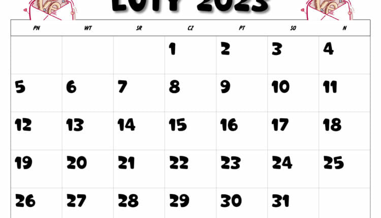 kalendarze-kolorowanLuty 2023 kalendarzki